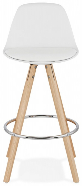 Scaun inalt bar alb Tree II premium, stil scandinav, picioare lemn inel crom, polipropilena/piele ecologica, BS02280WH - Kokoon [2]