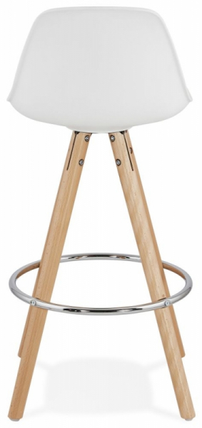 Scaun inalt bar alb Tree II premium, stil scandinav, picioare lemn inel crom, polipropilena/piele ecologica, BS02280WH - Kokoon [4]