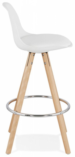 Scaun inalt bar alb Tree II premium, stil scandinav, picioare lemn inel crom, polipropilena/piele ecologica, BS02280WH - Kokoon [3]