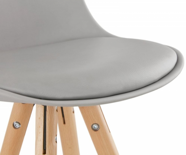 Scaun inalt bar gri Tree II premium, stil scandinav, picioare lemn inel crom, polipropilena/piele ecologica, BS02300GR - Kokoon [6]