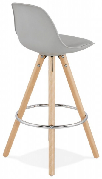 Scaun inalt bar gri Tree II premium, stil scandinav, picioare lemn inel crom, polipropilena/piele ecologica, BS02300GR - Kokoon [4]