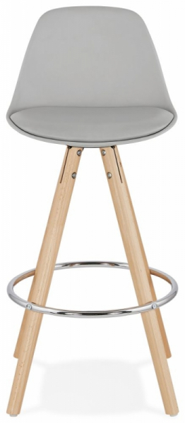 Scaun inalt bar gri Tree II premium, stil scandinav, picioare lemn inel crom, polipropilena/piele ecologica, BS02300GR - Kokoon [2]