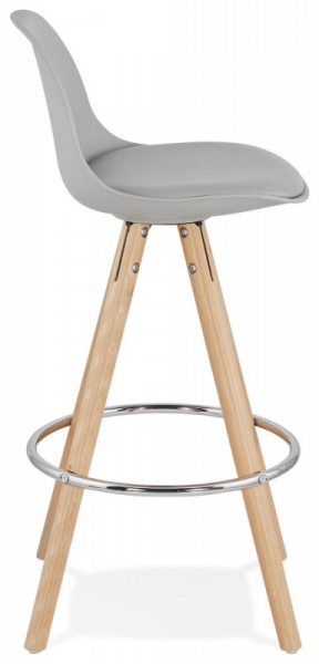 Scaun inalt bar gri Tree II premium, stil scandinav, picioare lemn inel crom, polipropilena/piele ecologica, BS02300GR - Kokoon [3]