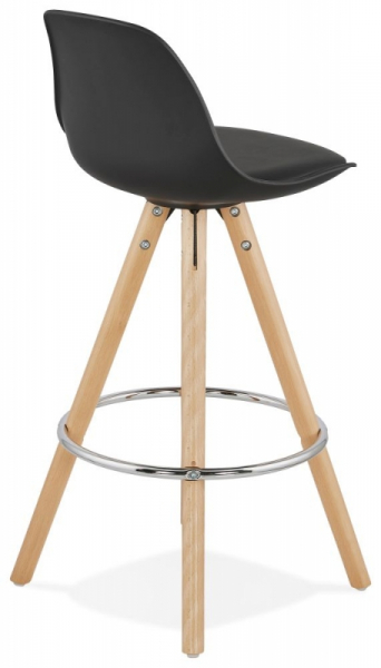 Scaun inalt bar negru Tree II premium, stil scandinav, picioare lemn inel crom, polipropilena/piele ecologica, BS02290BL - Kokoon [4]