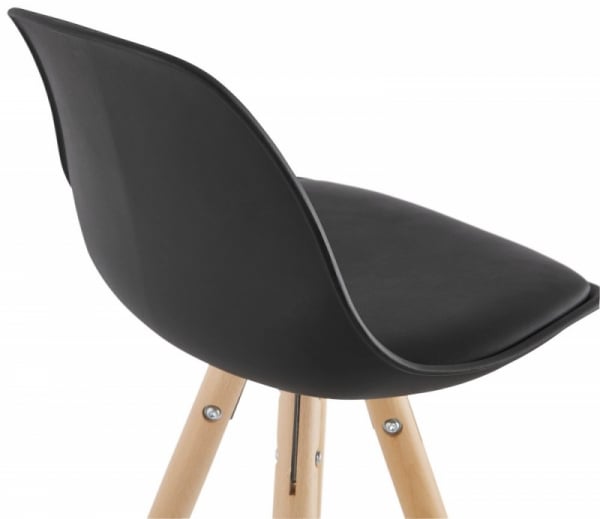 Scaun inalt bar negru Tree II premium, stil scandinav, picioare lemn inel crom, polipropilena/piele ecologica, BS02290BL - Kokoon [7]