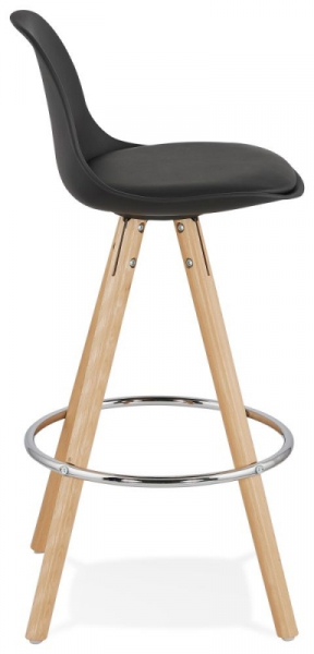 Scaun inalt bar negru Tree II premium, stil scandinav, picioare lemn inel crom, polipropilena/piele ecologica, BS02290BL - Kokoon [3]