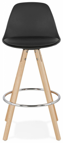 Scaun inalt bar negru Tree II premium, stil scandinav, picioare lemn inel crom, polipropilena/piele ecologica, BS02290BL - Kokoon [2]