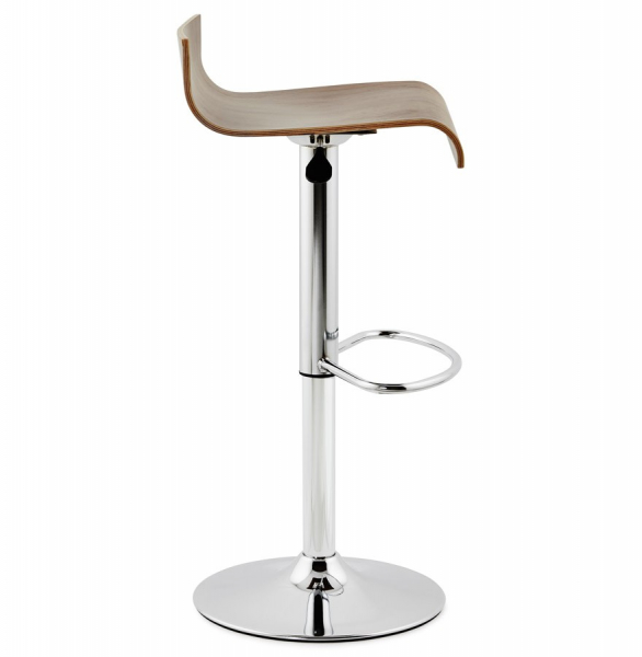 Scaun bar lux lemn curbat nuc Valnot, spatar jos, inaltime reglabila, picior crom, BS00950WA - Kokoon [3]