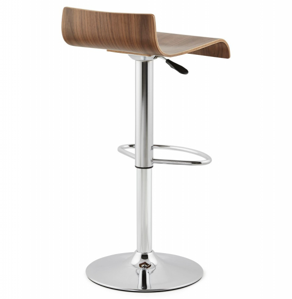 Scaun bar lux lemn curbat nuc Valnot, spatar jos, inaltime reglabila, picior crom, BS00950WA - Kokoon [4]