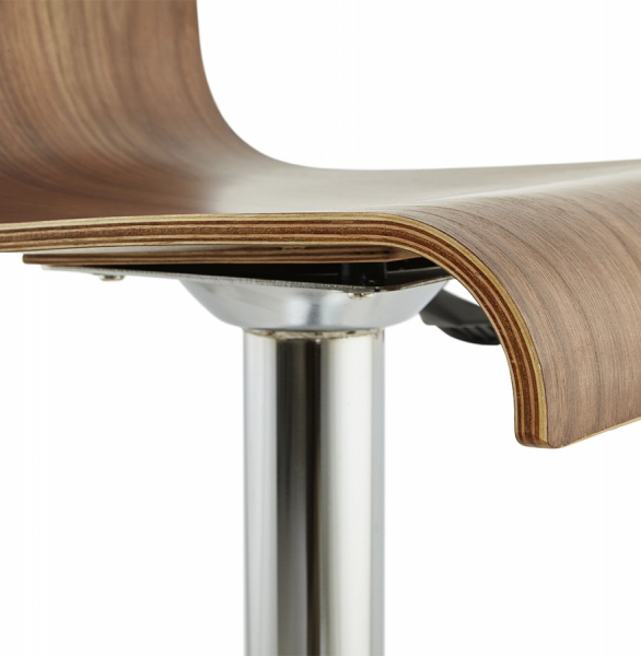 Scaun bar lux lemn curbat nuc Valnot, spatar jos, inaltime reglabila, picior crom, BS00950WA - Kokoon [8]