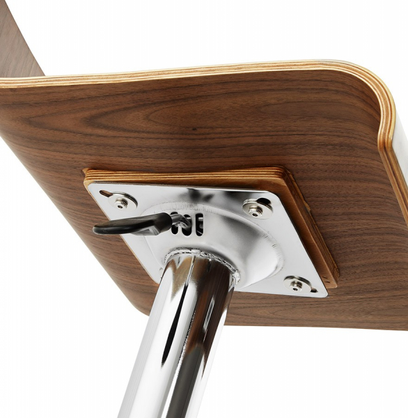 Scaun bar lux lemn curbat nuc Valnot, spatar jos, inaltime reglabila, picior crom, BS00950WA - Kokoon [10]