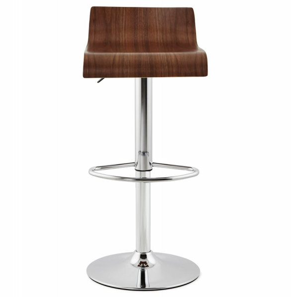 Scaun bar lux lemn curbat nuc Valnot, spatar jos, inaltime reglabila, picior crom, BS00950WA - Kokoon [2]