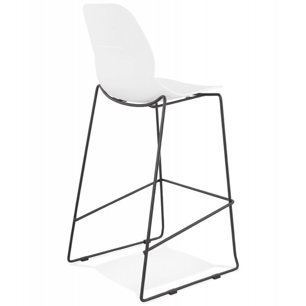 Scaun bar alb Ziggy premium cu spatar inalt, picioare negre subtiri otel / polipropilena, BS01720WHBL - Kokoon [4]