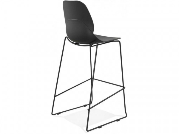 Scaun bar negru Ziggy premium cu spatar inalt, picioare negre subtiri otel, polipropilena, BS01700BLBL - Kokoon [4]