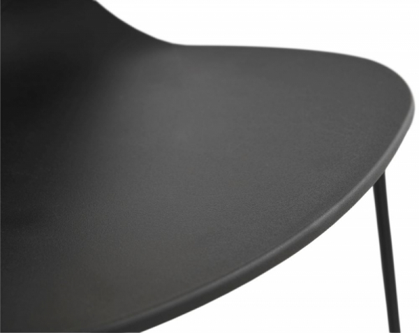 Scaun bar negru Ziggy premium cu spatar inalt, picioare negre subtiri otel, polipropilena, BS01700BLBL - Kokoon [5]