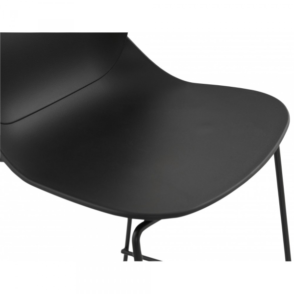 Scaun bar negru Ziggy premium cu spatar inalt, picioare negre subtiri otel, polipropilena, BS01700BLBL - Kokoon [8]