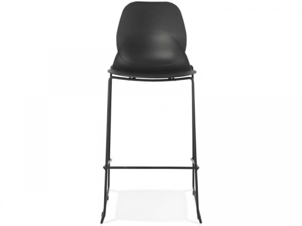 Scaun bar negru Ziggy premium cu spatar inalt, picioare negre subtiri otel, polipropilena, BS01700BLBL - Kokoon [2]