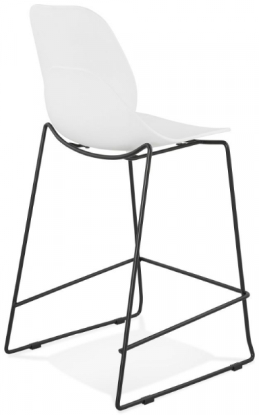 Scaun inalt bar alb Ziggy II premium fara brate, polipropilena / picioare negre subtiri otel, BS01730WHBL - Kokoon [4]