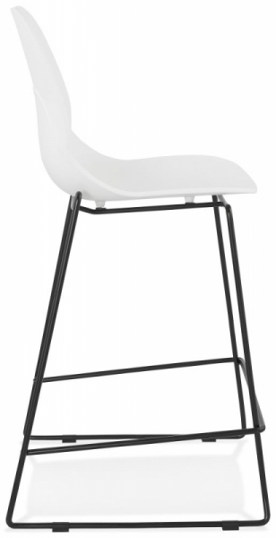 Scaun inalt bar alb Ziggy II premium fara brate, polipropilena / picioare negre subtiri otel, BS01730WHBL - Kokoon [3]
