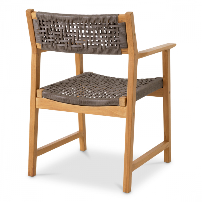   Scaun de dining exterior Cancun din tec natural, set de 2 din rattan artificial 117389 EICHHOLTZ [6]