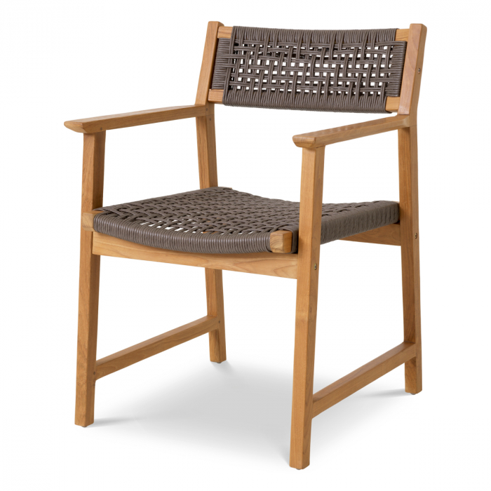   Scaun de dining exterior Cancun din tec natural, set de 2 din rattan artificial 117389 EICHHOLTZ [3]