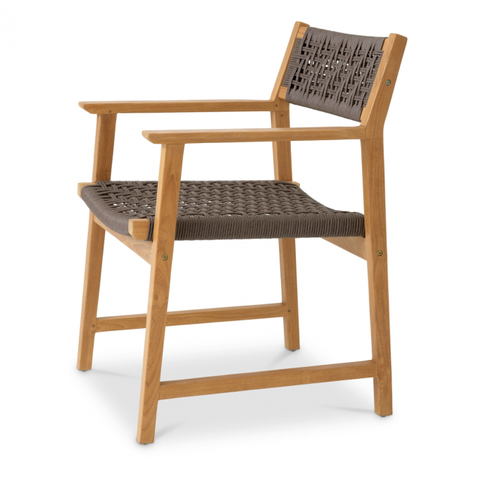   Scaun de dining exterior Cancun din tec natural, set de 2 din rattan artificial 117389 EICHHOLTZ [5]