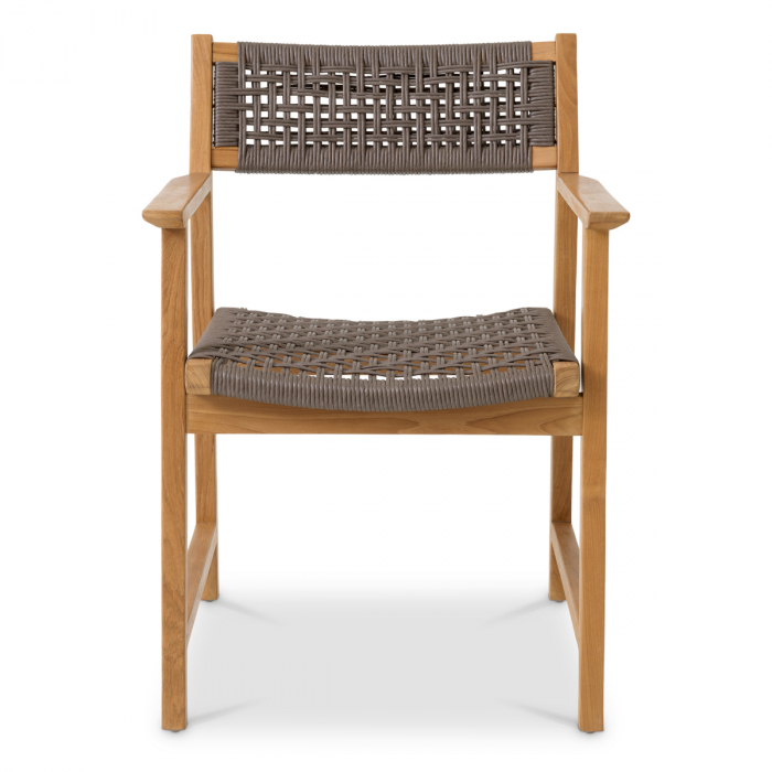   Scaun de dining exterior Cancun din tec natural, set de 2 din rattan artificial 117389 EICHHOLTZ [4]