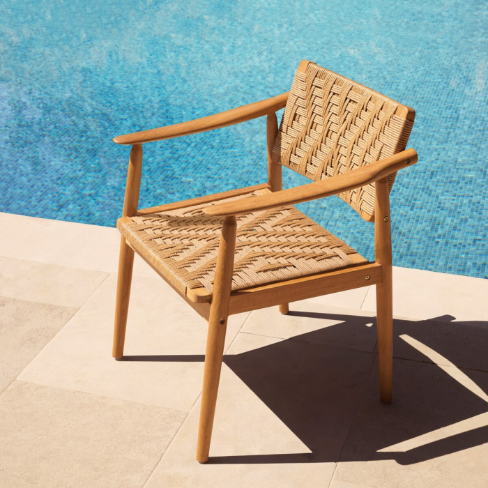   Scaun de dining exterior Coral Bay din tec natural, rattan fals, set de 2 117386 EICHHOLTZ [2]