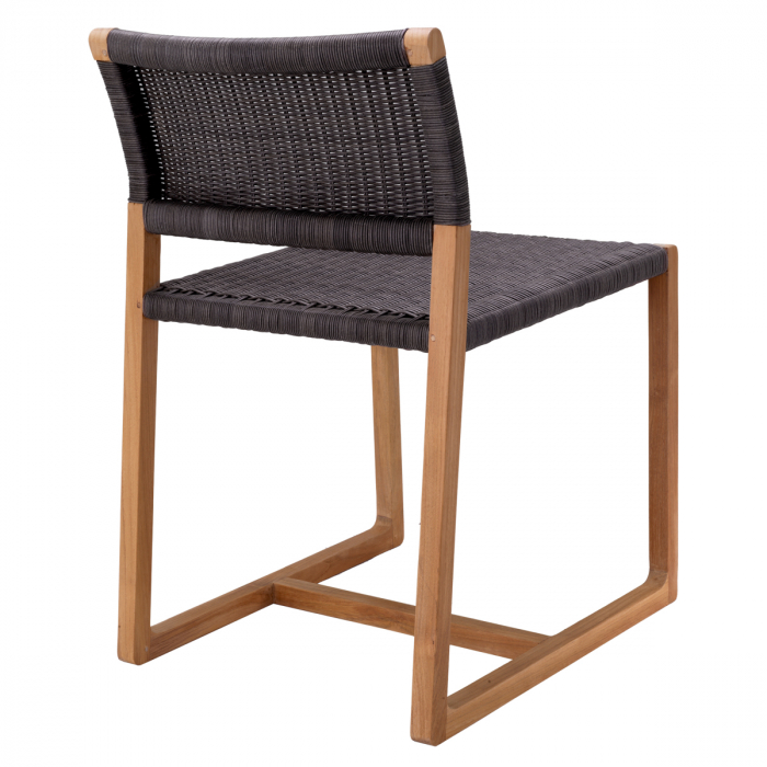   Scaun de dining exterior Griffin din tec natural, țesătură gri, rattan sintetic 117228 EICHHOLTZ [3]