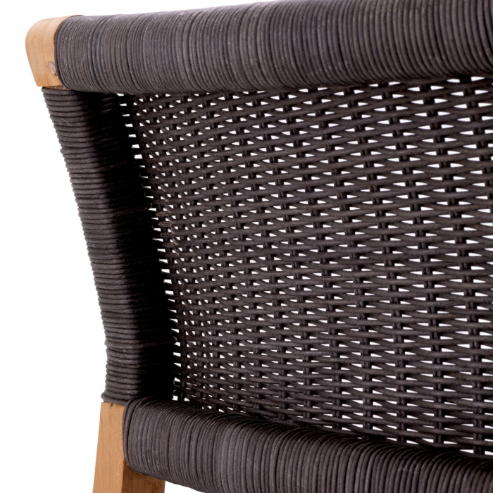   Scaun de dining exterior Griffin din tec natural, țesătură gri, rattan sintetic 117228 EICHHOLTZ [5]