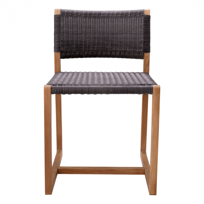   Scaun de dining exterior Griffin din tec natural, țesătură gri, rattan sintetic 117228 EICHHOLTZ [2]