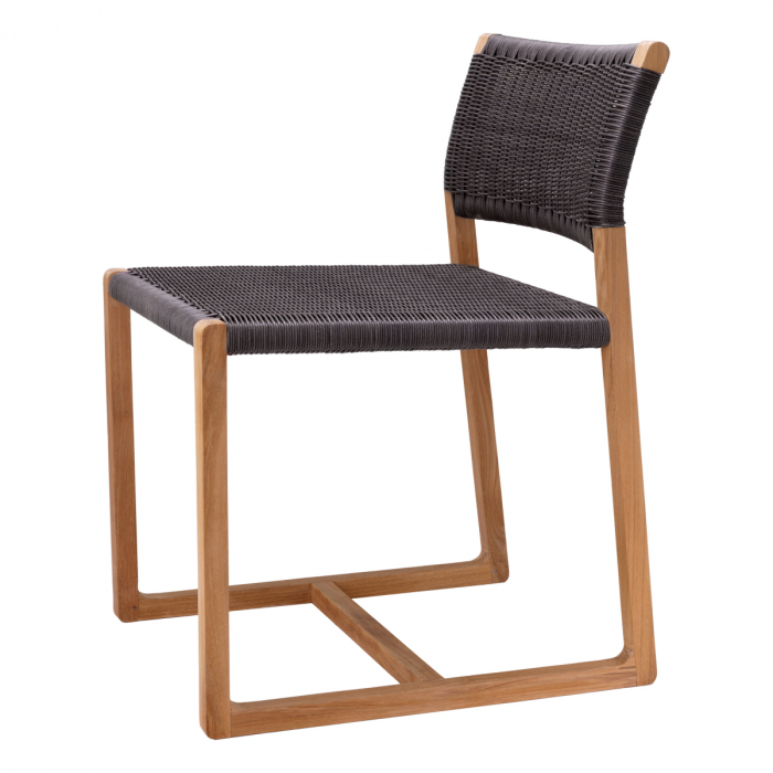   Scaun de dining exterior Griffin din tec natural, țesătură gri, rattan sintetic 117228 EICHHOLTZ [4]