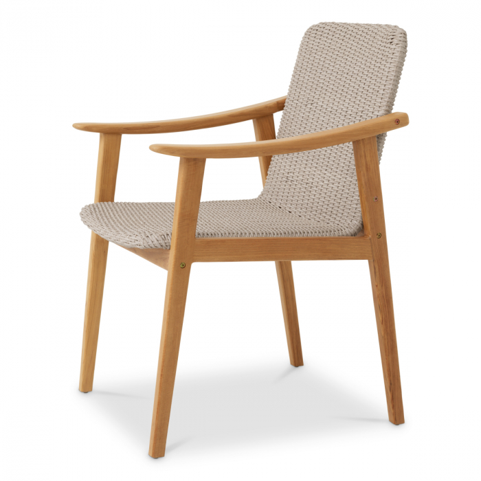  Scaun de dining exterior Honolulu din tec natural cu rattan artificial 117413 EICHHOLTZ [4]