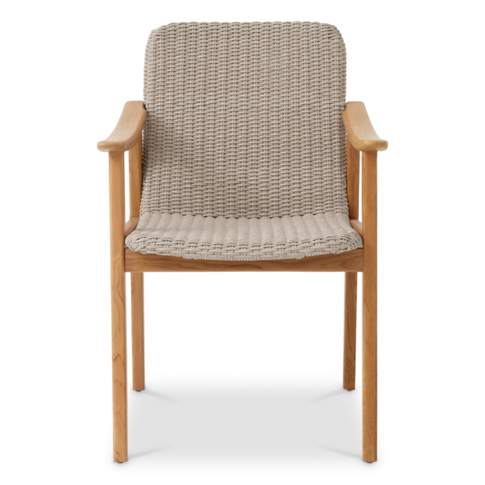   Scaun de dining exterior Honolulu din tec natural cu rattan artificial 117413 EICHHOLTZ [3]