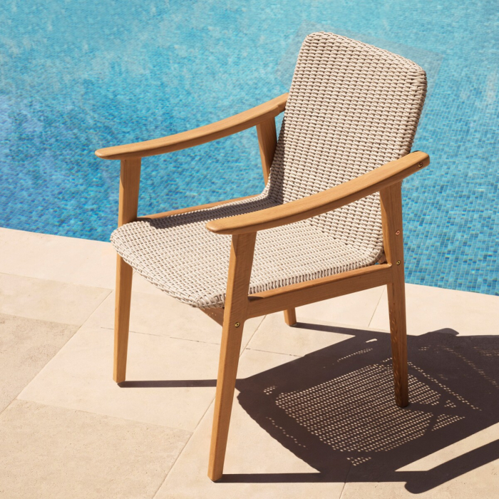   Scaun de dining exterior Honolulu din tec natural cu rattan artificial 117413 EICHHOLTZ [2]
