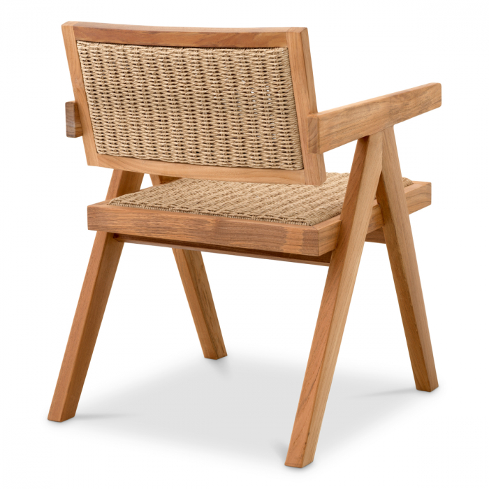   Scaun de dining exterior Kristo din tec natural, împletitură naturală, rattan sintetic 117455 EICHHOLTZ [5]