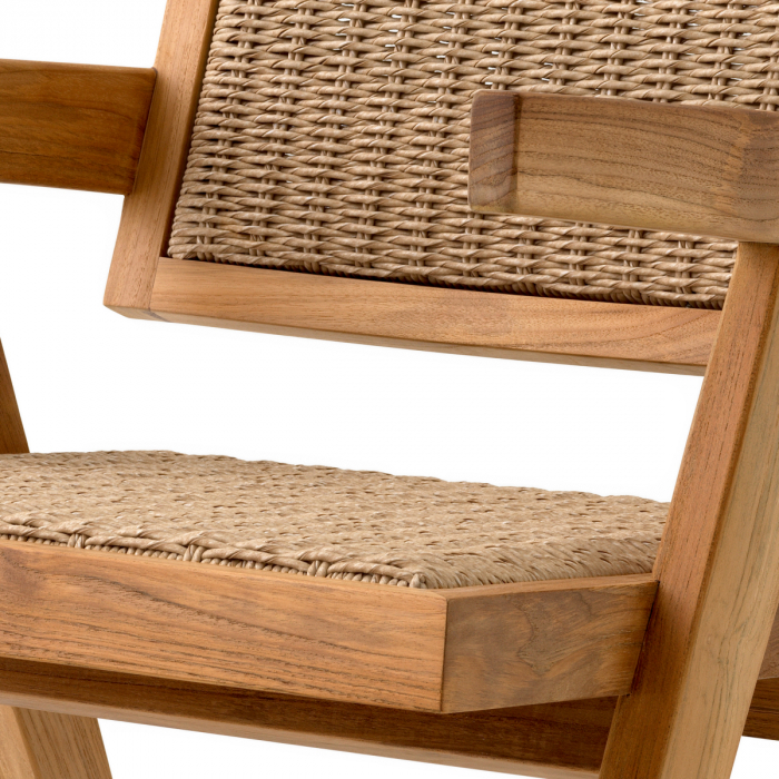   Scaun de dining exterior Kristo din tec natural, împletitură naturală, rattan sintetic 117455 EICHHOLTZ [6]