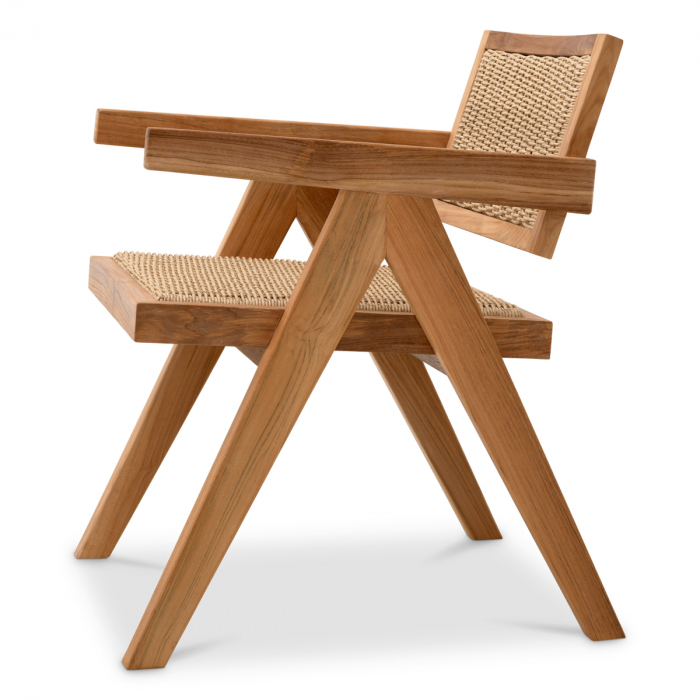   Scaun de dining exterior Kristo din tec natural, împletitură naturală, rattan sintetic 117455 EICHHOLTZ [4]