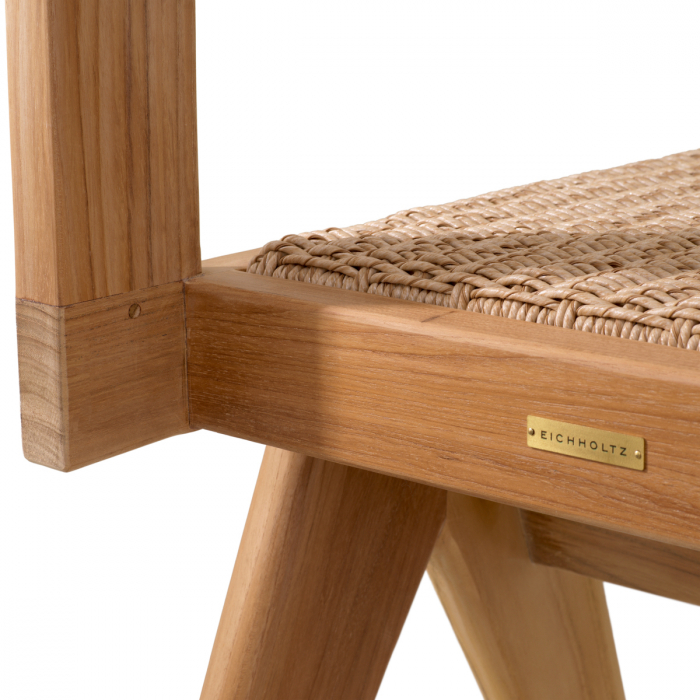   Scaun de dining exterior Niclas din tec natural, împletitură naturală, rattan artificial 117432 EICHHOLTZ [10]