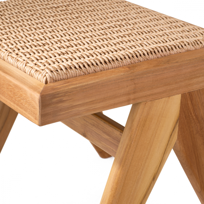   Scaun de dining exterior Niclas din tec natural, împletitură naturală, rattan artificial 117432 EICHHOLTZ [7]