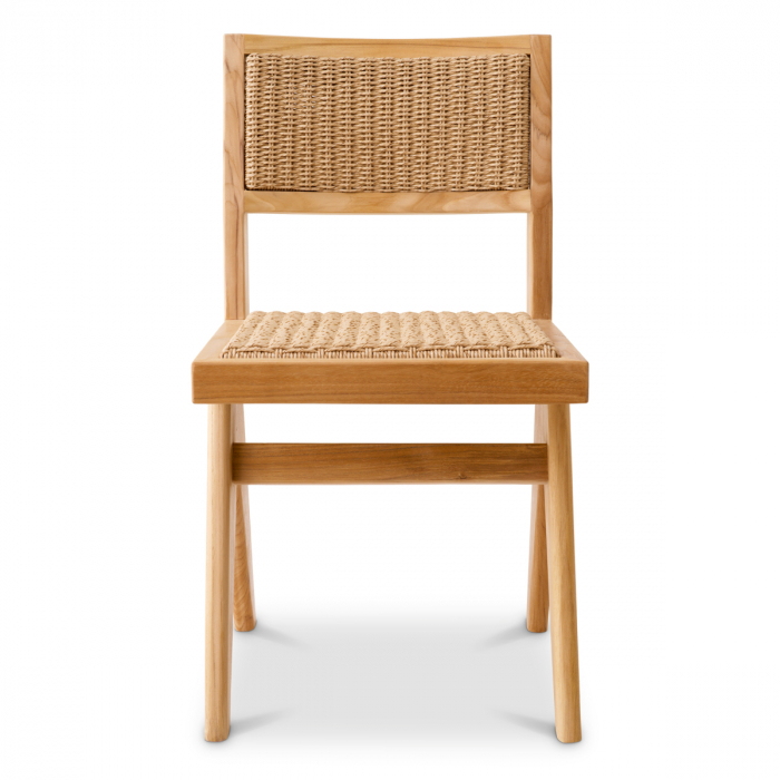   Scaun de dining exterior Niclas din tec natural, împletitură naturală, rattan artificial 117432 EICHHOLTZ [3]