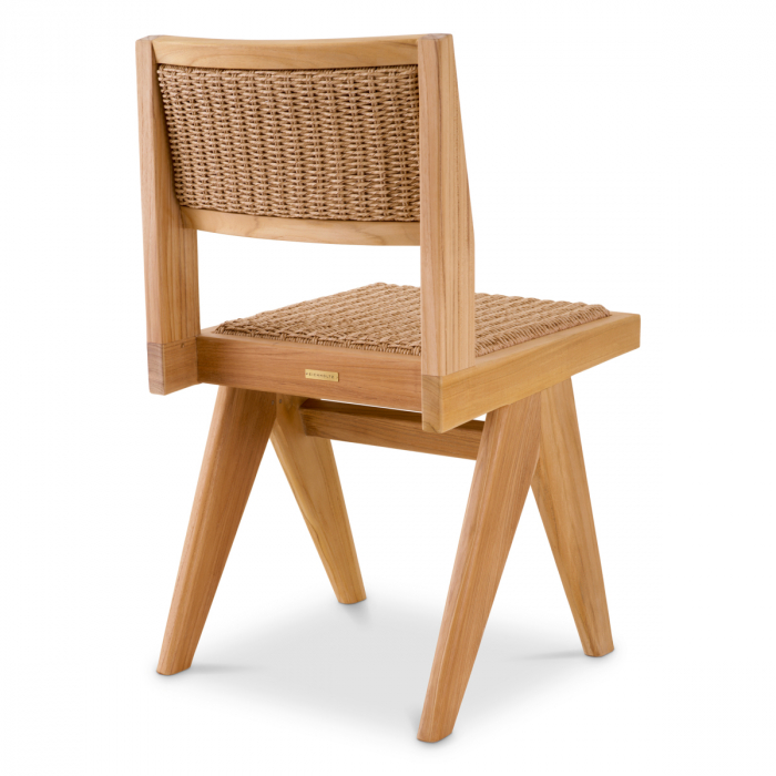   Scaun de dining exterior Niclas din tec natural, împletitură naturală, rattan artificial 117432 EICHHOLTZ [5]