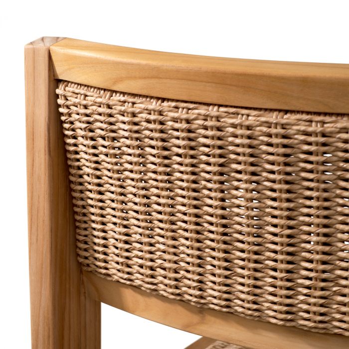   Scaun de dining exterior Niclas din tec natural, împletitură naturală, rattan artificial 117432 EICHHOLTZ [9]