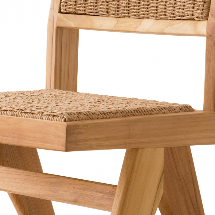   Scaun de dining exterior Niclas din tec natural, împletitură naturală, rattan artificial 117432 EICHHOLTZ [6]