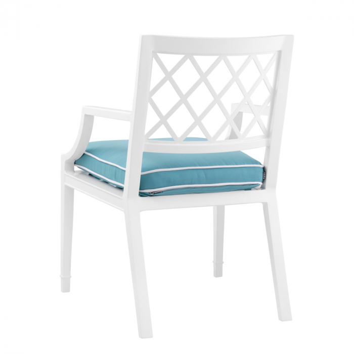   Scaun de dining exterior Paladium cu brațe alb, sunbrella mineral albastru 112848 EICHHOLTZ [3]