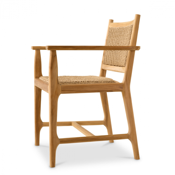   Scaun de dining exterior Pivetti cu brațe din tec natural și rattan faux 117429 EICHHOLTZ [4]