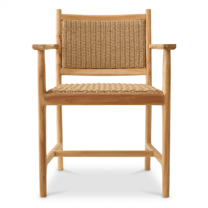   Scaun de dining exterior Pivetti cu brațe din tec natural și rattan faux 117429 EICHHOLTZ [3]