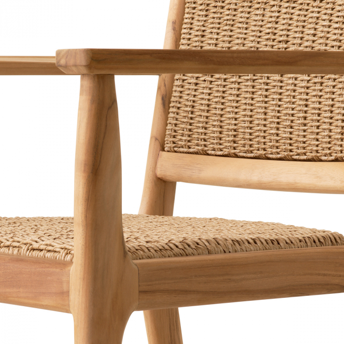   Scaun de dining exterior Pivetti cu brațe din tec natural și rattan faux 117429 EICHHOLTZ [6]