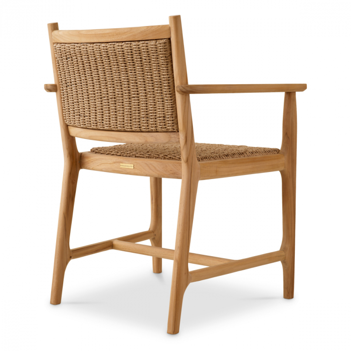   Scaun de dining exterior Pivetti cu brațe din tec natural și rattan faux 117429 EICHHOLTZ [5]