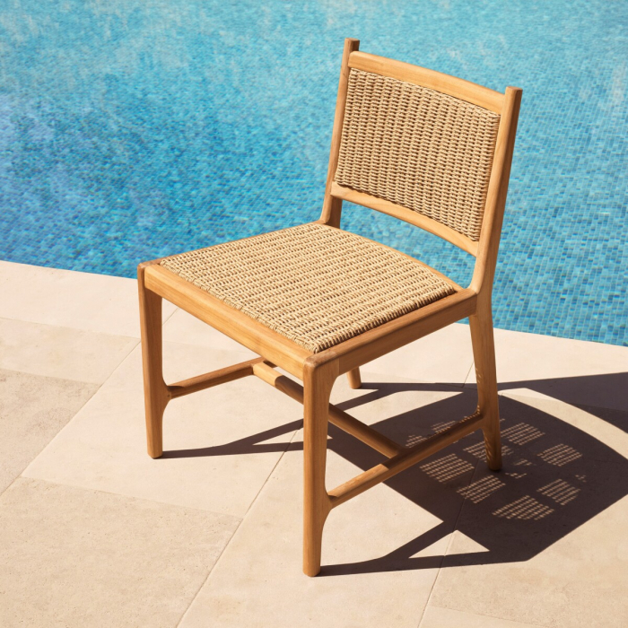   Scaun de dining exterior Pivetti din tec natural cu rattan artificial 117428 EICHHOLTZ [2]